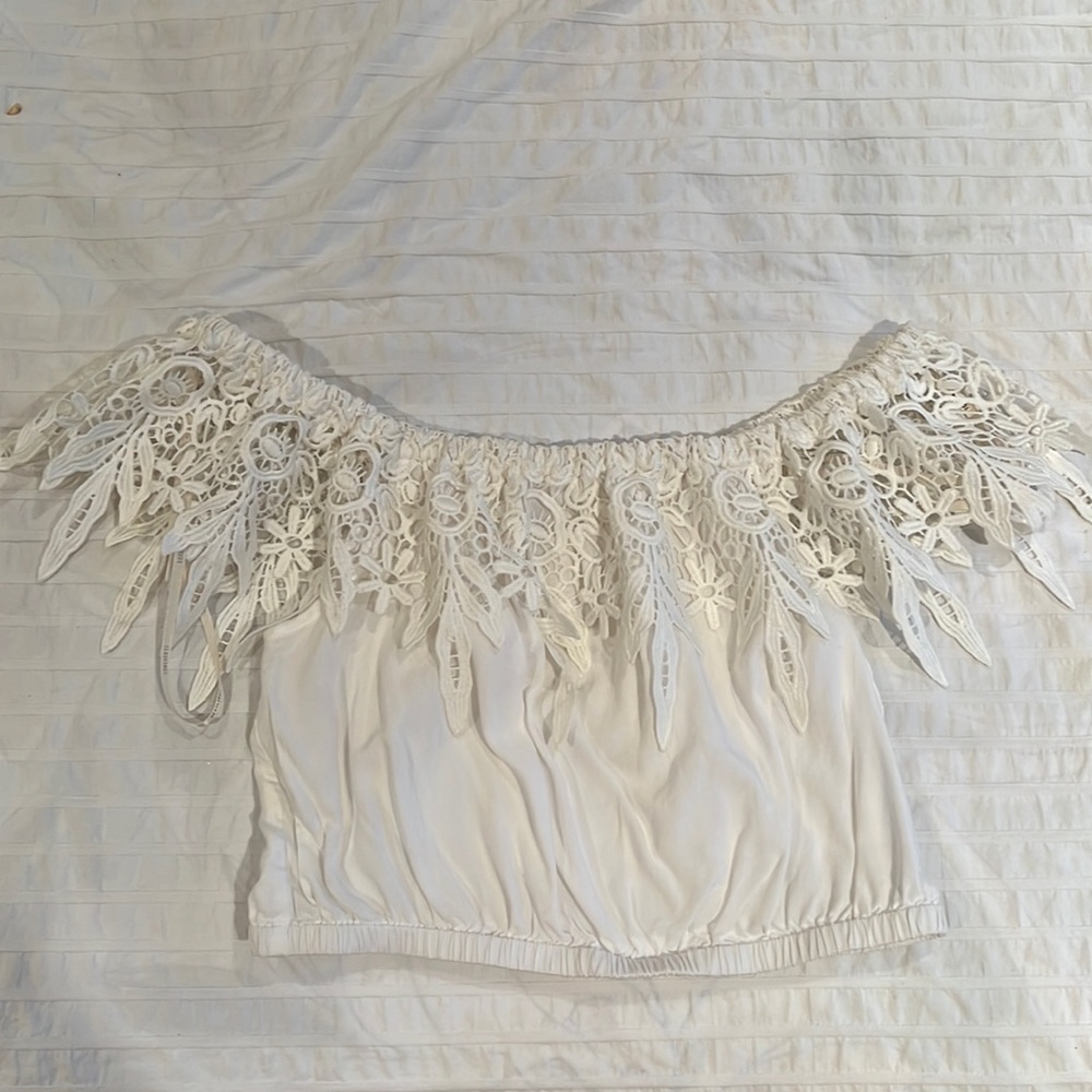 Forever 21 Off the Shoulder Crop Top w/ Lace Detailing